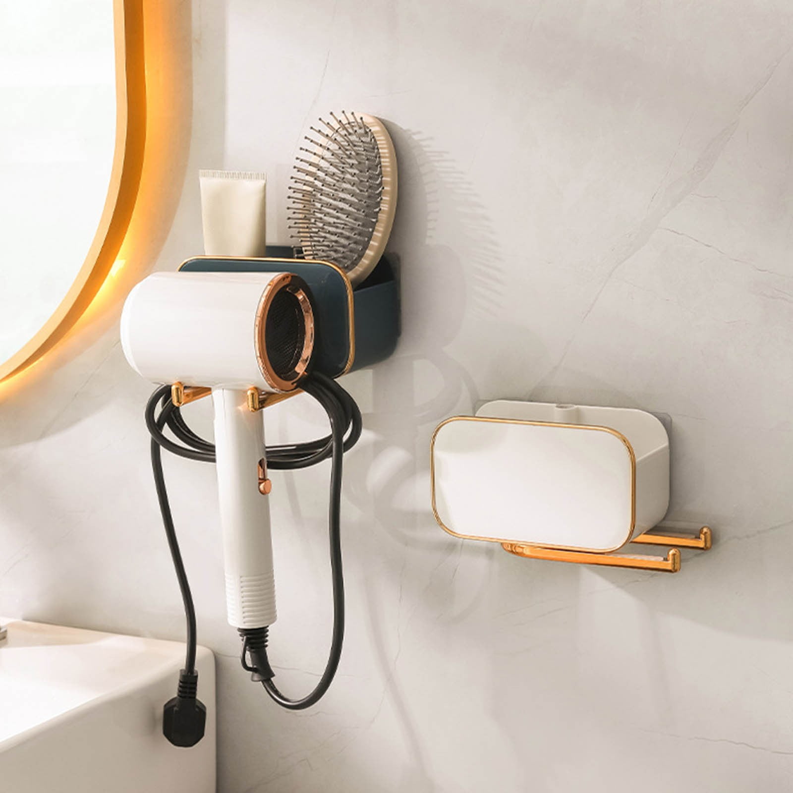 Dengmore Hair Dryer Holder Wall Mounted Hair Dryer Rack Self Adhesive