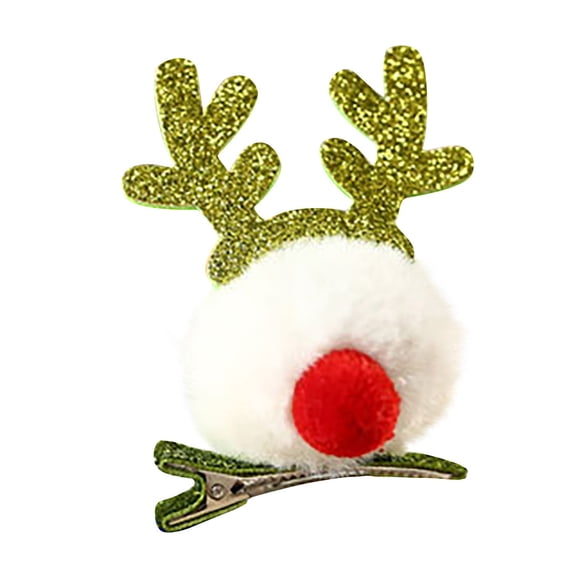 Dengmore Hair clip Christmas Children's Headdress Antler Hair Clip Hair Ball Top Clip