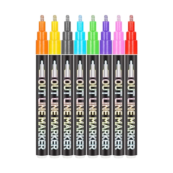 FFENYAN Handbook Pen 1.5ml Dream Double Line Outline Pen Set DIY Hand Account Pen Color Metal Double Line Highlighter