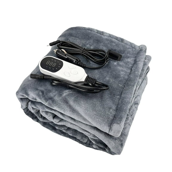 Dengmore Heated Car Blanket 12-Volt Electric Blanket for Car Portable Heated Blanket for Car Camping 9 Levels Fast Heating 8h Auto Off Overheat Protection Electric Throw Machine Washable