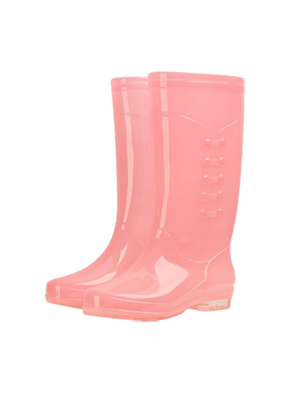 Dengmore High-Top Rain Boots Women Fashion PVC Adult Transparent Rain Boots for Home