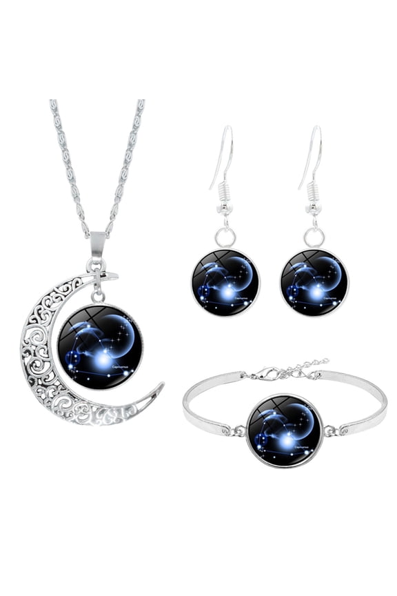 Jewelry Set 12 Constellation Moon Necklace Earring Bracele Gifts For Girlfriend Women Gift