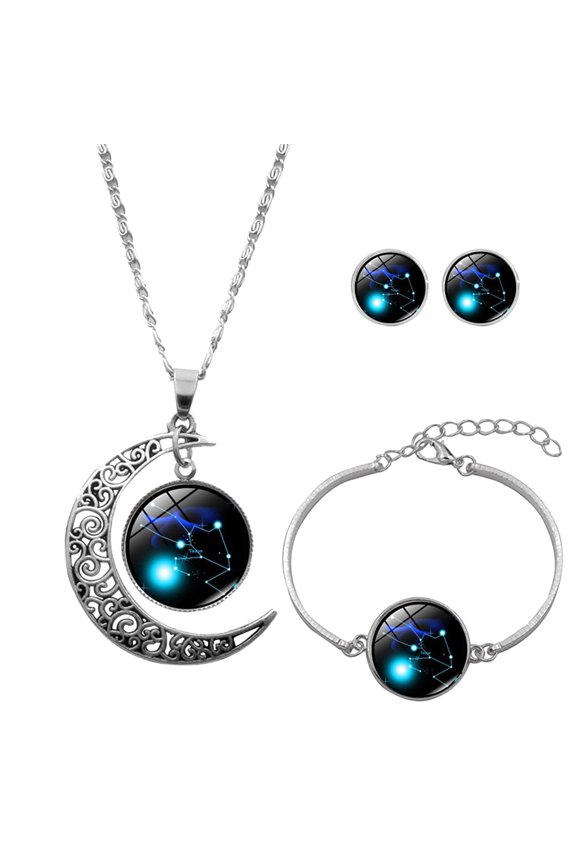 Jewelry Set Taurus 12 Constellation Moon Necklace Earring Bracele GiftS for Mom Present for Women