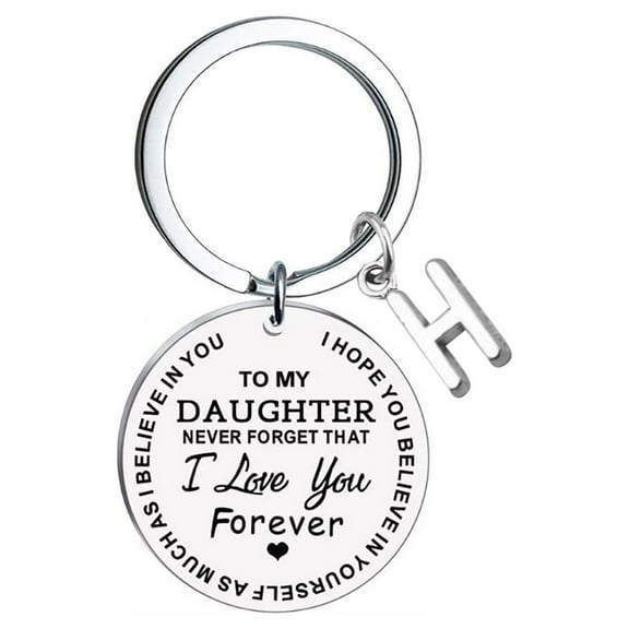 Dengmore Keychain To My Daughter from Dad Mom Inspirational Gift Stainless Steel Last Name A-Z Initials Letter Keychain