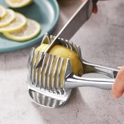 Dengmore Kitchen Fruit Slicer Vegetable Tomato Clip Holder Lemons Potato Cutter Tool for Kitchen
