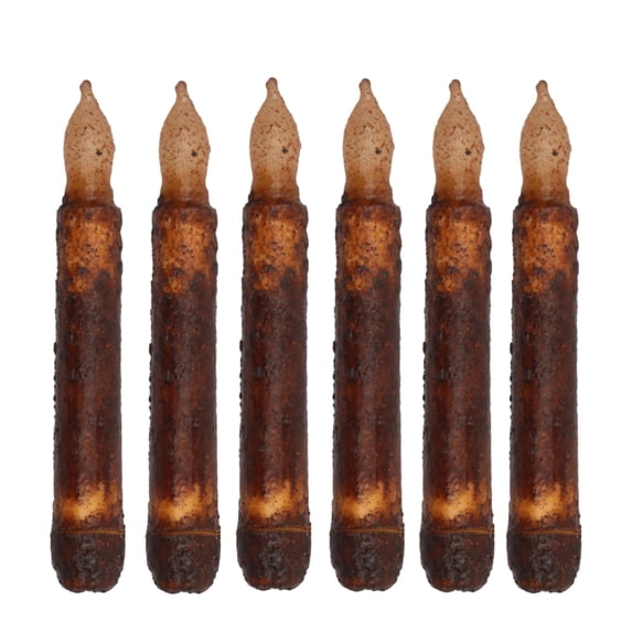 Dengmore Led Christmas Primitive Pillar Lamp Flameless Candles, Brown, 0.60", 0.41 lb, 6 Count
