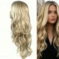 thumbnail image 1 of Dengmore Long Blonde Curly Hair With Bangs Wigs For Women Curly Hair Wig, 1 of 7