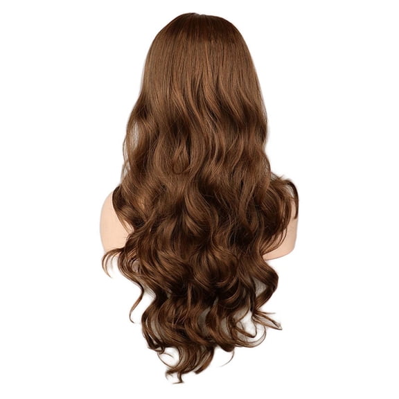 Dengmore Long Curly Hair Wig for Girls with Thin Bangs - 27.5 Inches High Temperature Filament Corn Ears Style Wig, Adjustable No Glue Synthetic Curly Wig for Party Cosplay