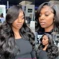 thumbnail image 1 of Dengmore Long Wavy Curly Hair Middle Part Wig Fashion Natural Black Wave Wig Heat Resistant Fiber Wig 30 Inch Long Wig For Women Daily Life, 1 of 8