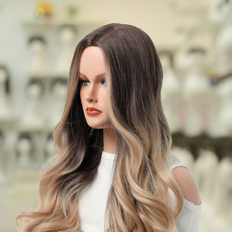 Dengmore Long Wavy Wig Brown Mixed Blonde Wig Synthetic Wigs for