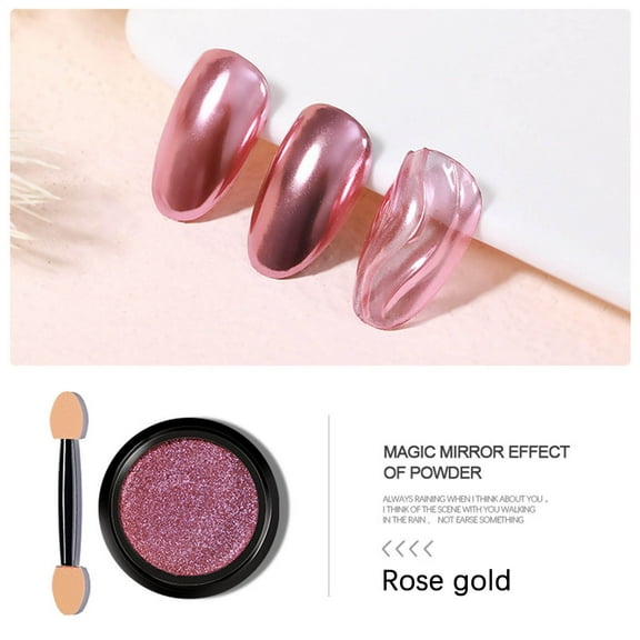 Dengmore Maillard Style Nail Polish Champagne Gold Bronzes Gold Rose Gold Mirror Glitter Effect Chromes Pigment Powder Manicure Tips with Sponge Applicators Salon Gel Manicure DIY at Home