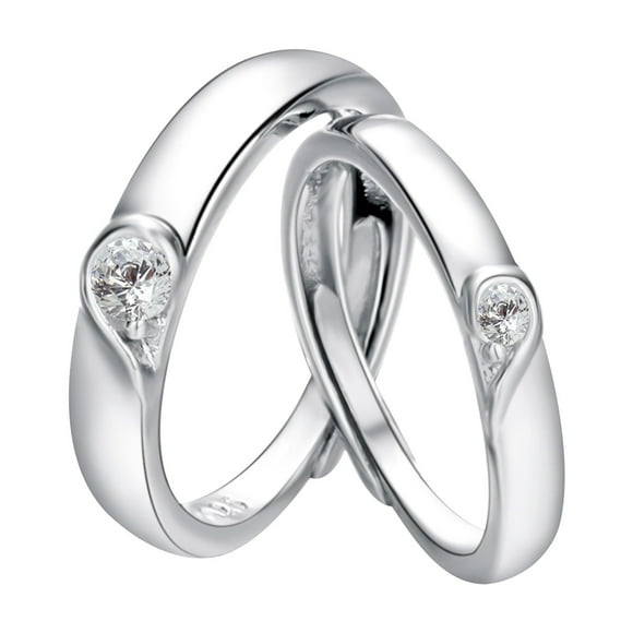Matching Rings for Woman Man Open Rings Zircon Love Heart Adjustable Rings Set Friendship Rings Couple Rings for Her and Him