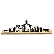 Dengmore Nativity Sets Black Metal Nativity with Wooden Base Christmas Table Decoration People Nativity Set Tree Nativity Tabletop Christmas Indoor Decor