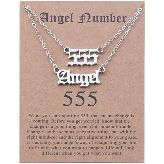 Dengmore Necklaces 2pcs Old English Angel & Number Necklace Numerology Jewelry For Women Plated Stainless Steel