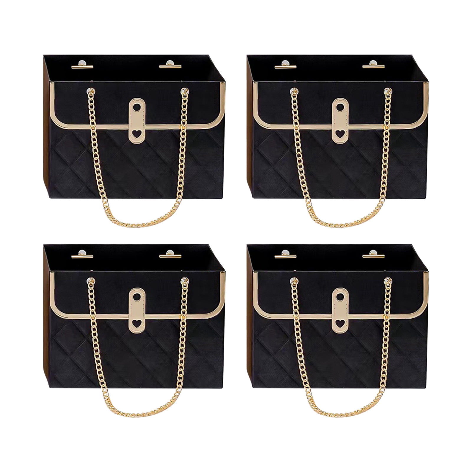 8 PCS Flower Gift Bags With Chain Handle – Waterproof Bouquet Wrap For Weddings, Valentine’s, Birthdays (Black)