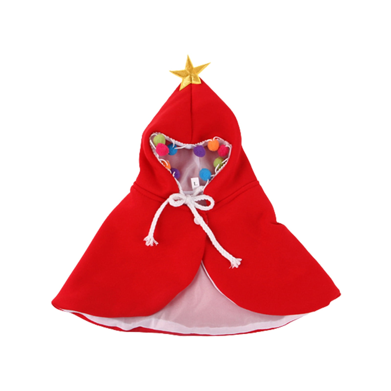 KOUPA Pet Christmas Costume With Hat, Dog Halloween Clothes Cosplay Wizard Cloak For Small Puppy Kitten Animal, Shiny Cat Outfit Suit For Party Holiday, Red