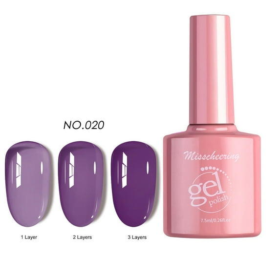 Dengmore Pretty Jelly Gel Nail Polish Set Purple Gel Polish Crystal Transparent Gel Polish Kit Nail Art Varnish Manicure Collection Christmas Valentine's Day Gift Set 7ML