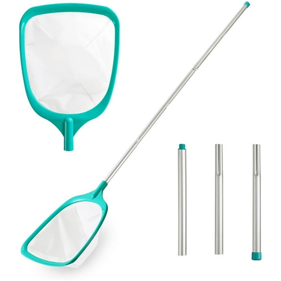 Dengmore 57" Adjustable Pool Skimmer Net 5-Section Pole Fine Mesh for Leaves & Debris Professional Leaf Rake Mesh Frame Net Skimmer Cleaner Swimming Pool Spa Tool