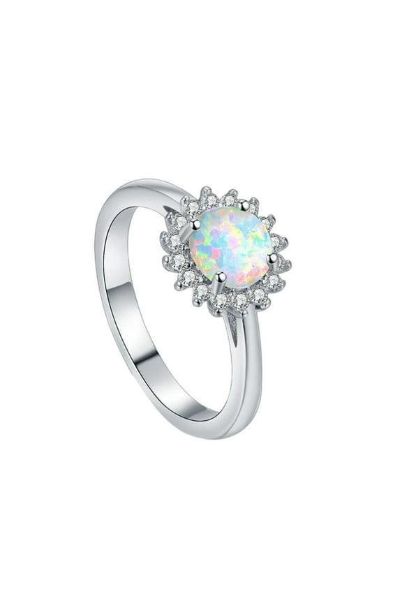 Ring 1 Piece Of Opal Ring For Women Opal White Stone Hand Rrnament Ring Promise Ring Elegant Gift For Lady
