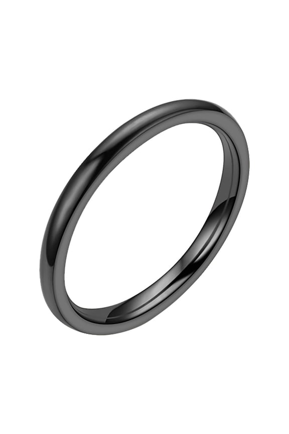 Ring Black 2mm Titanium Wedding Band Thumb Ring/Toe Ring Plain Thin Comfort-Fit High Polish Sizes 5-12