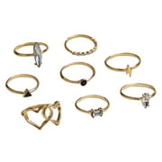 Dengmore Ring Bohemian Style Fashion Love Thunderbolt 8-Piece Set Zircon Ring