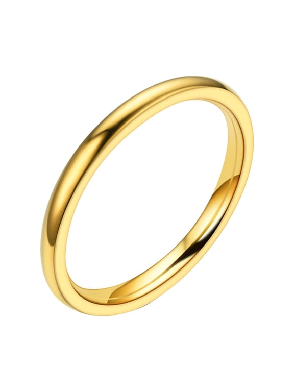Ring Gold 2mm Titanium Wedding Band Thumb Ring/Toe Ring Plain Thin Comfort-Fit High Polish Sizes 5-12