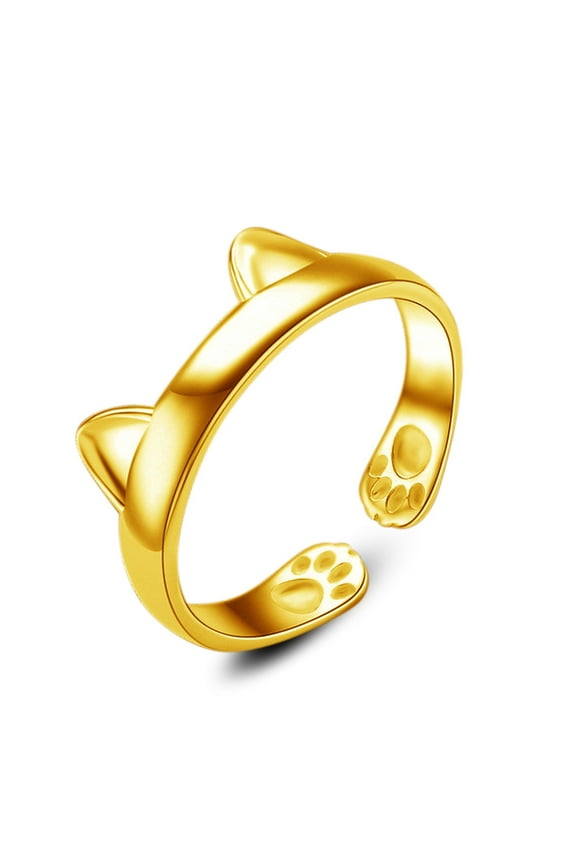 Ring Silver Plated CAT EARS RING Thumb Wrap Ring Adjustable Pet Gift Gold