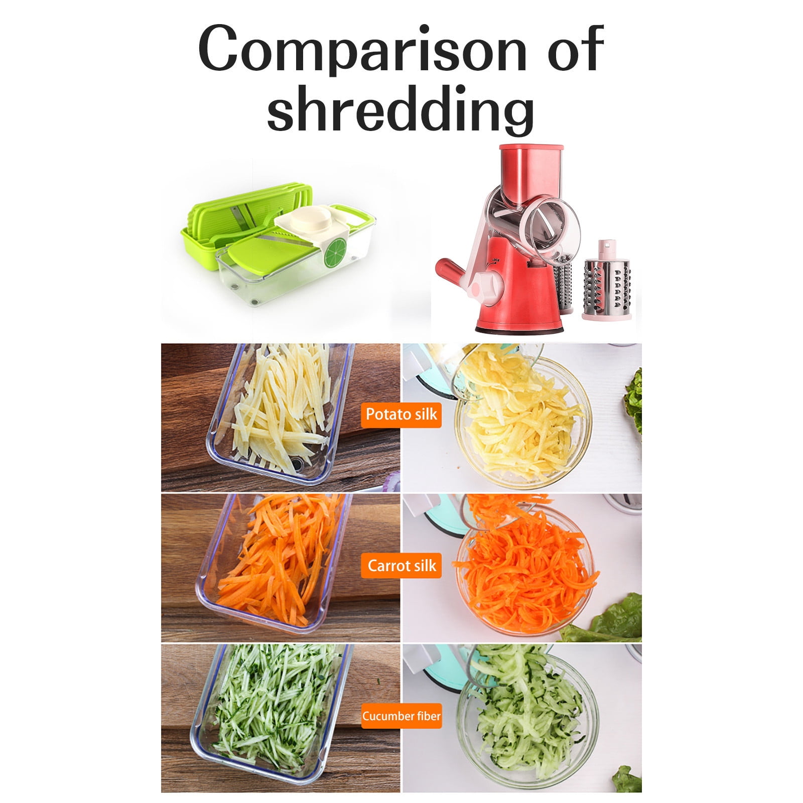  Ourokhome Rotary Cheese Grater Shredder - 5 Blade Drum  Vegetable Slicer Potato Wavy Cutter with a Peeler and a Cleaning Brush  (Green)…: Home & Kitchen