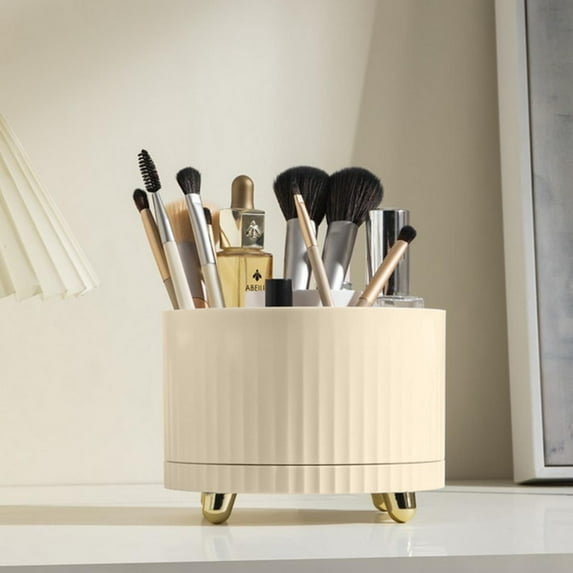 Dengmore Rotating Makeup Brush Storage Cylinder Desktop Cosmetic Storage Box Makeup Brush Bucket Dressing Table Mouth Red Eyebrow Pen Storage Shelf Makeup Containers