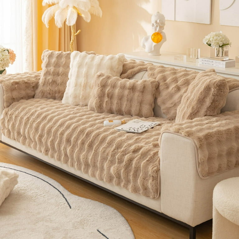 Dengmore Seat Cushion for Long Sitting Thick Rabbit Plush Sofa