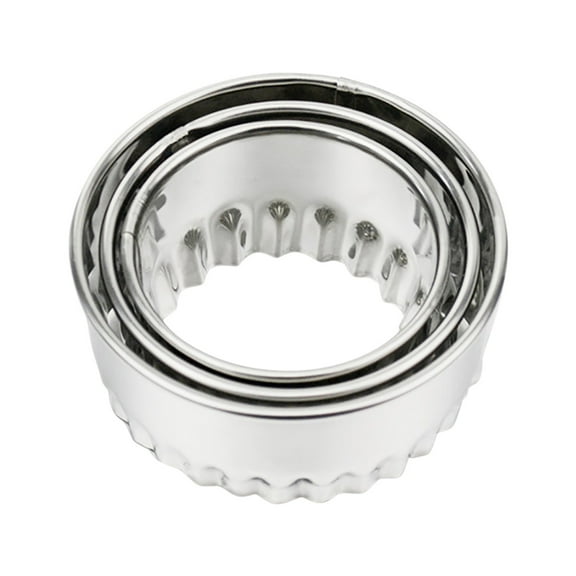 Dengmore A Set of 3pcs Stainless Steel Dumplings Skin Cutter Packing Tool (3.1", 2.6", 2.3") Biscuit Plain Edge Round Maker Chinese Dumpling Cutter Pie Press Mold