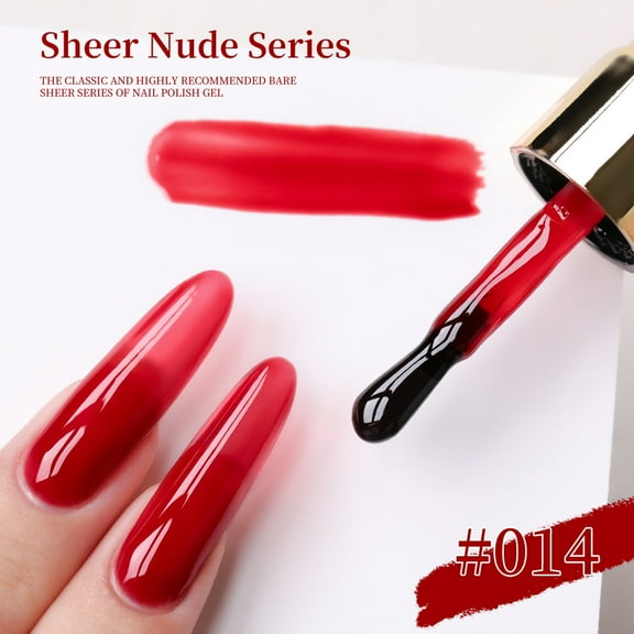 Dengmore Sheer Nude Gel Nail PolishJelly Nail Polish, 15ml Jelly Natural Translucent Color UV Light Cure Gel Polish for Nail Art DIY Manicure and Pedicure at Home