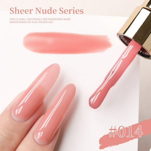 Dengmore Sheer Nude Gel Nail PolishJelly Nail Polish, 15ml Jelly Natural Translucent Color UV Light Cure Gel Polish for Nail Art DIY Manicure and Pedicure at Home