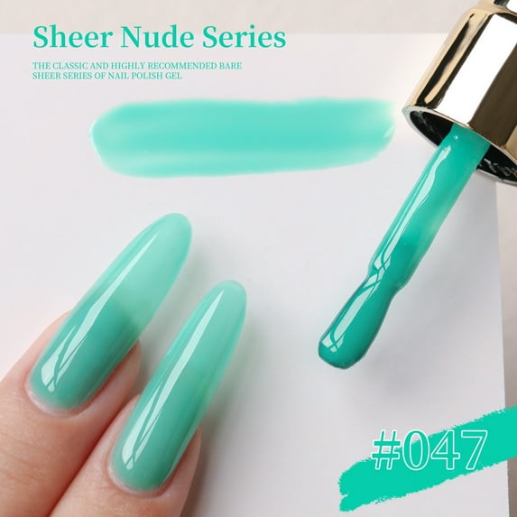 Dengmore Sheer Nude Gel Nail PolishJelly Nail Polish, 15ml Jelly Natural Translucent Color UV Light Cure Gel Polish for Nail Art DIY Manicure and Pedicure at Home