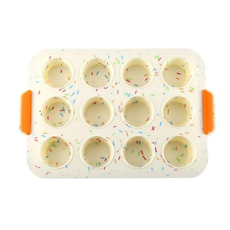 Dengmore Silicone Muffin Pan Set Cupcake Pans 12 Cups Silicone Baking Molds BPA Free Food Grade, White