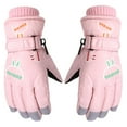 thumbnail image 1 of Fridja Snow Gloves for 5-12 Years Old Kids Ski Winter Gloves Rose Embroidery Windproof Children Warm Gloves for Toddler Girls Boys, 1 of 9