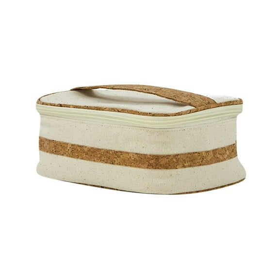 Dengmore Storage Bag Set Cotton Canvas Organizing Bag Wood Grain Travel Washing Bag Environmentally Friendly Cork Makeup Bag Stationery Container