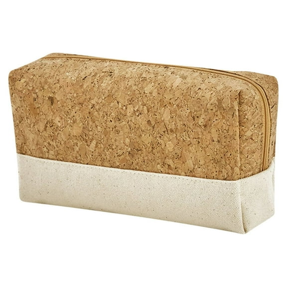 Dengmore Storage Bag Set Cotton Canvas Organizing Bag Wood Grain Travel Washing Bag Environmentally Friendly Cork Makeup Bag Stationery Container