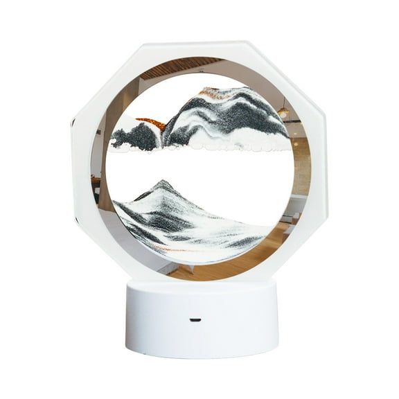 FFENYAN Study Lamps for Desk Office Light 3D Moving Sand Art 6.69in 360掳 Rotating Hourglass Decoration Creative Art Sand Art Liquid Motion Living Room Bedroom Table Lamp Decoration锛?0ml锛?ACTIVE