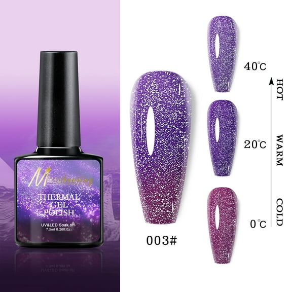 Dengmore Temperature Change Gradient Nail Polish Gel with Broken Diamond Effect for UV LED Curing Safe Odorless Formula for DIY and Salon Use 0.24 Ounce