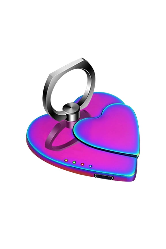USB Lighter Heart Shaped Phone RingLighter Dual Purpose Mobile Phone Holder Lighter