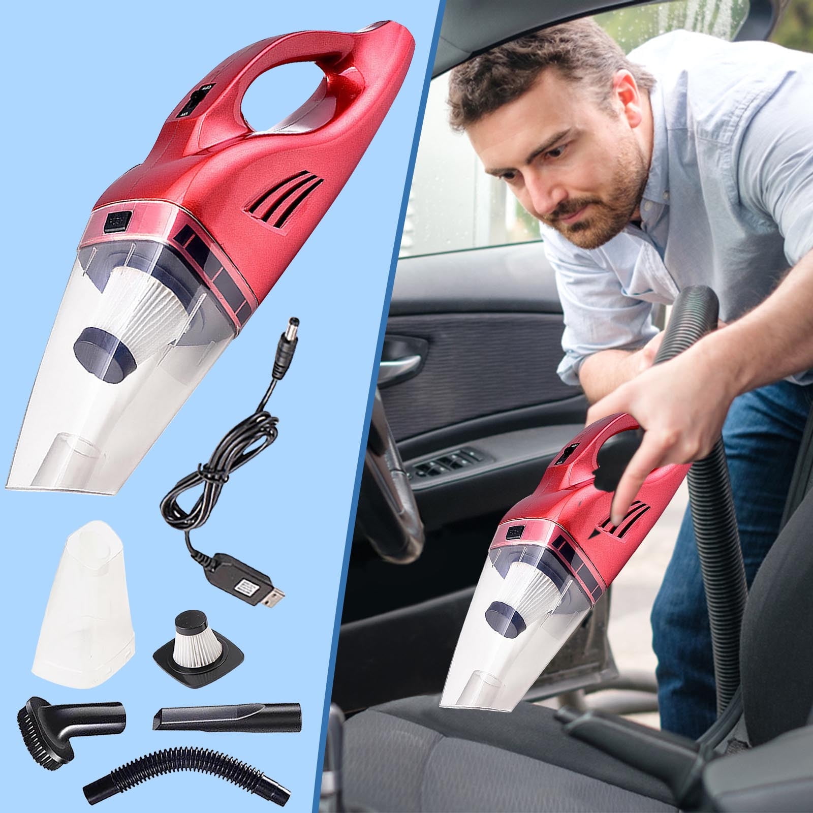 Portable Car Vacuum Cleaner Car Detailing Vacuum Rechargable Dual Use 120W  Use Tool for Kitchen Detailing Cleaning RV