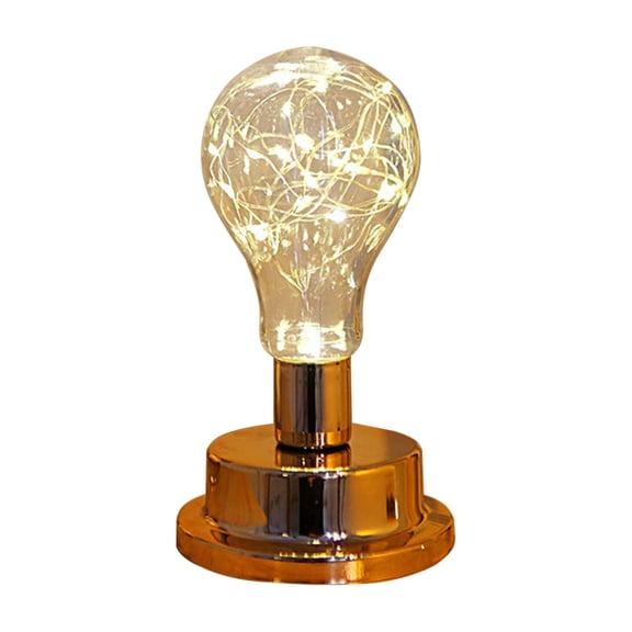 Dengmore Warm Small Night Light Unique Design Golden Bulb Night Light Desktop Office Night Lamp Charging Decorative Table Lamp Warm Light Portable Large Capacity Charging Table Lamp