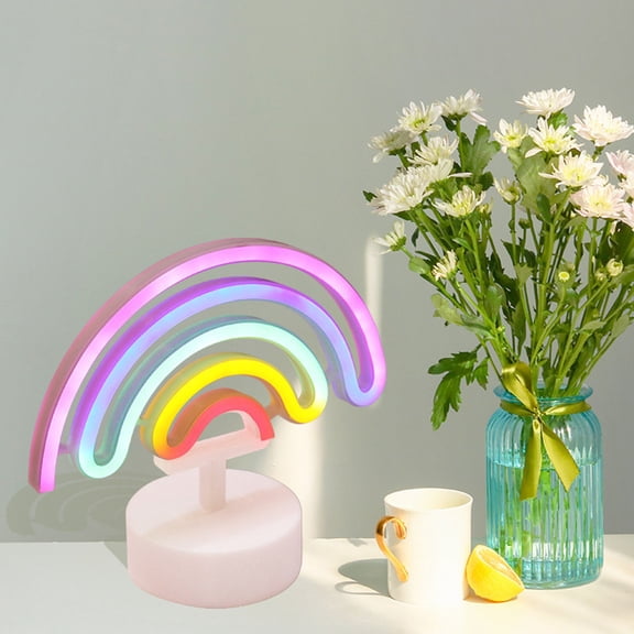 Dengmore Warm Small Night Light Unique Design Led Lantern Rainbow Neon Light Girl Heart Room Decoration Lamp Bedside Net Red Bedroom Romantic Creative Night Light