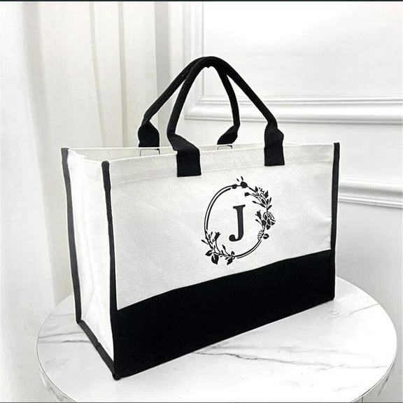 Dengmore Women's Fashion Canvas Handbag Cotton Canvas Letter Beach Bag Fashion European And American Fashion Handbag Canvas Shopping Bag