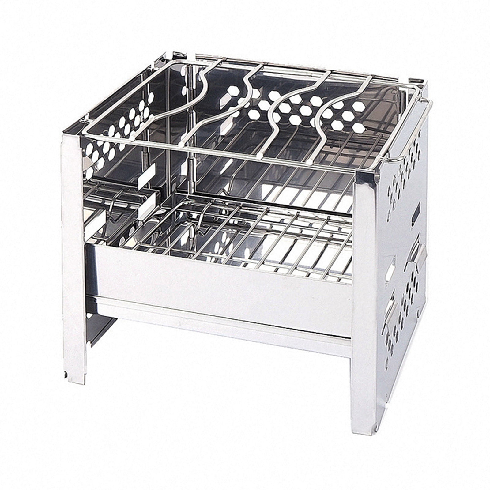 Dengmore Wood Stove Stainless Steel Portable Stove Folding Charcoal Cooking Grill Firewood Stove Lightweight Foldable Firewood Stove for Camping Cooking BBQ Picnic Outdoor, Car