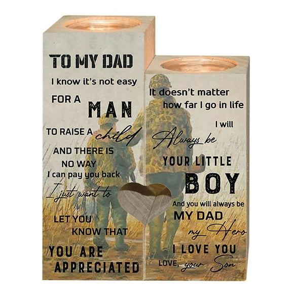 Dengmore Wooden Candlestick Gift For Father Heart-Shaped Handicraft Wooden for Home Decor