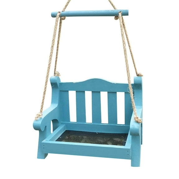 Fridja Wooden Garden Swing Seat Bird Feeder Hanging Swinging Tree Ornament Bird Table for Home