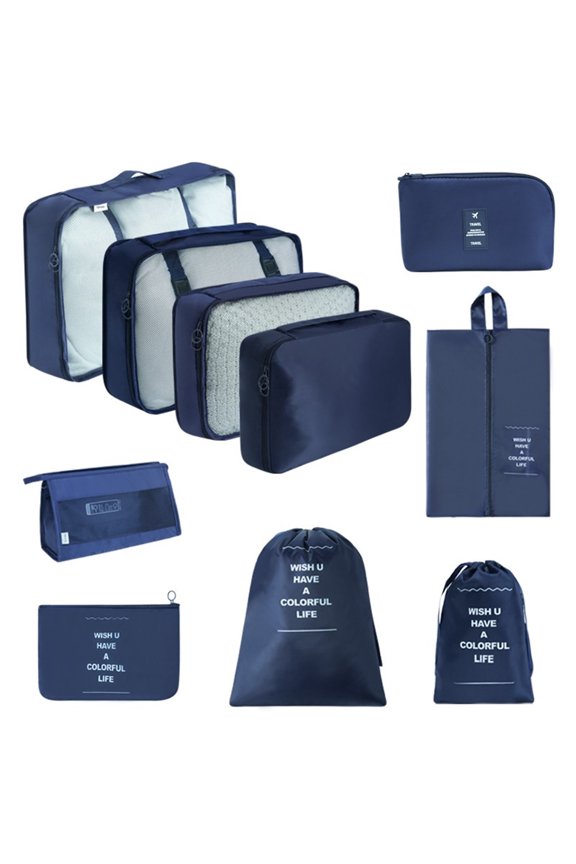 10 Set Packing Cubes for Travel, Breathable Mesh Luggage Organizer Bags, Durable Packing Bags for Suitcases, Travel Packing Organizers, Travel Essentials, Travel Gifts for Women Men, Blue