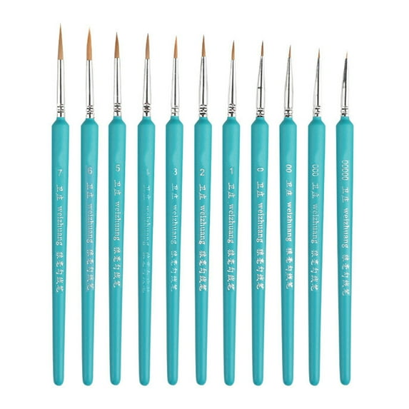 Denhf 11Pcs Paint Brushes, Miniature Paint Brushes with Natural Wood Handle, Fine Detailing Paint Brush Set for Acrylic, Watercolor, Oil, Models and Gouache, Paint by Numbers, Sky Blue